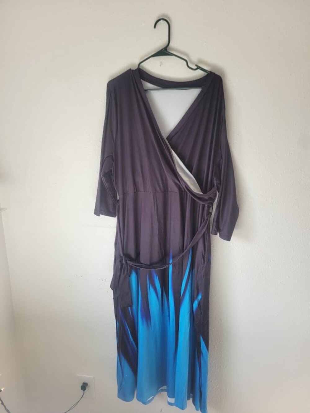 Women's Blue Ombre Faux Wrap Maxi Dress Plus Size 4X